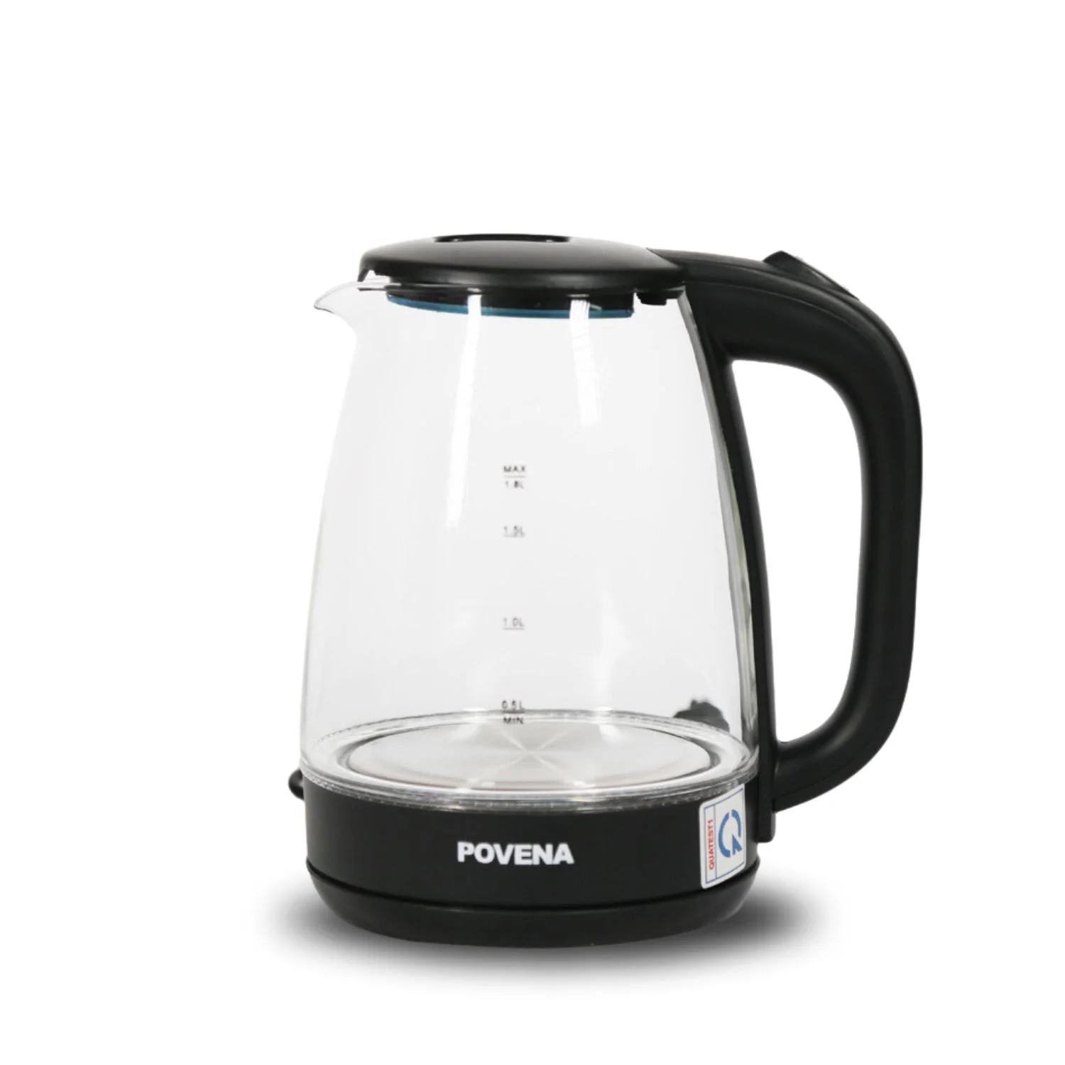 Ấm siêu tốc 1.8L Povina công suất 1800W thiết kế trong suốt.